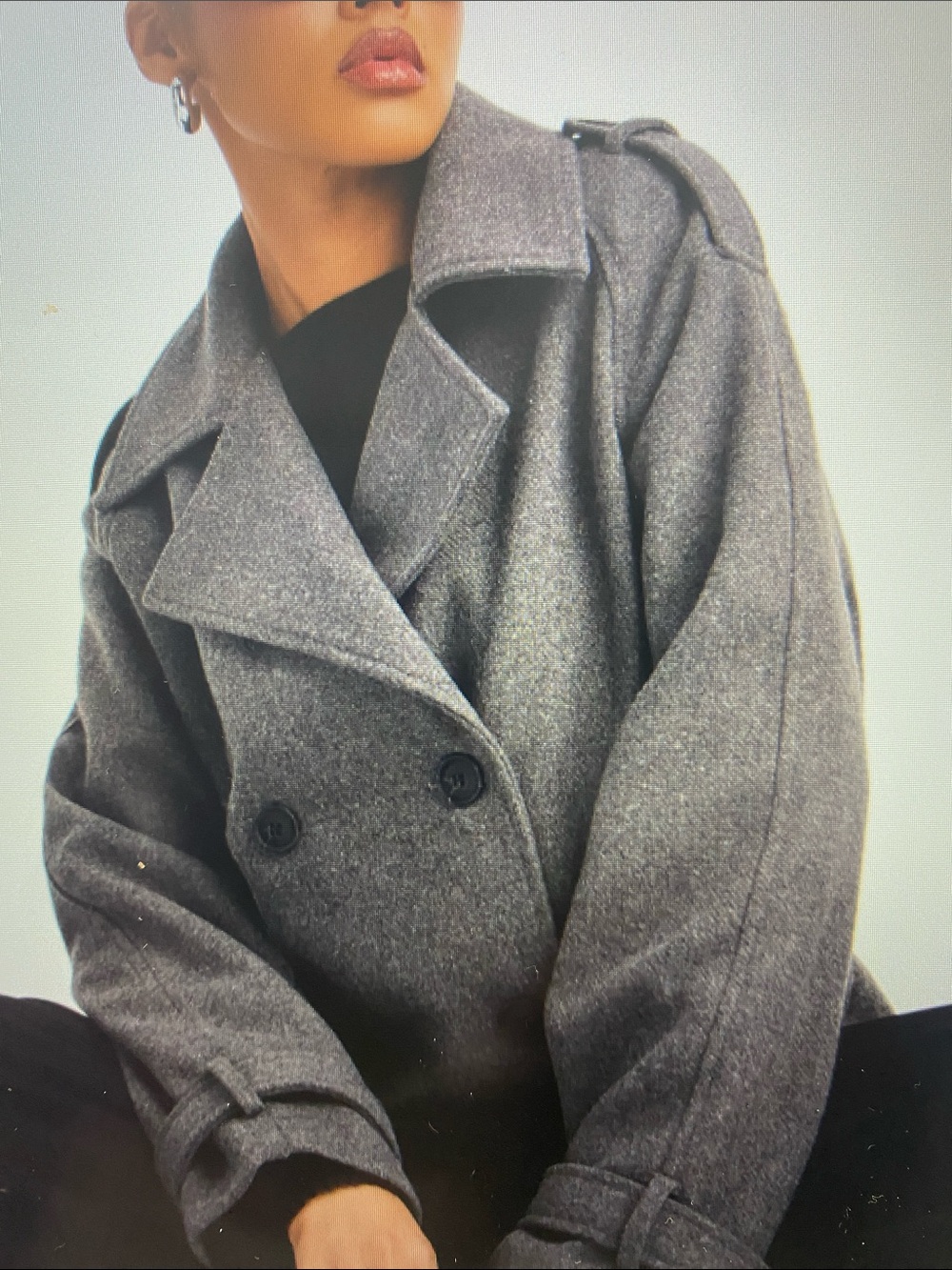 NWT Fashion Nova Charcoal Double-Breasted Peacoat